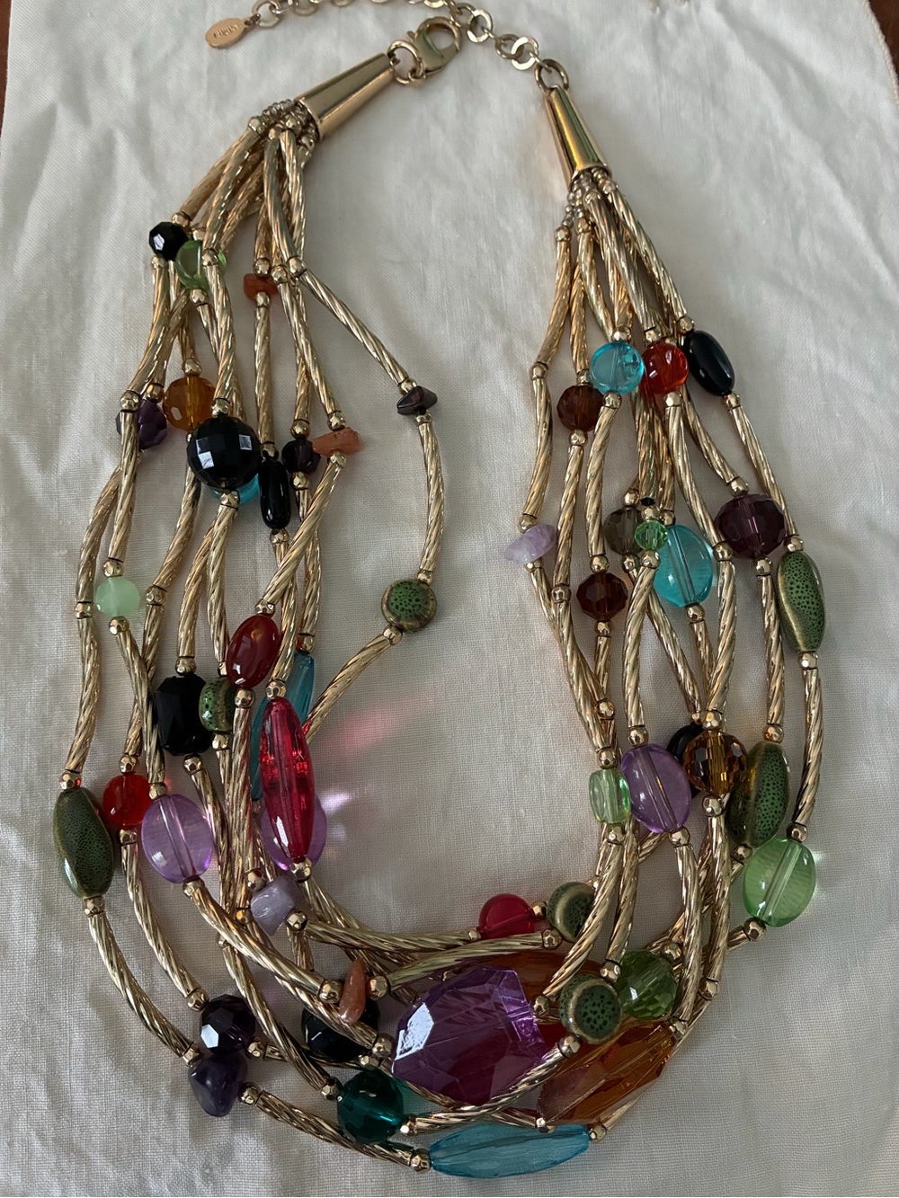Linea by Louis Dell'Olio Gold Multistone Braided Necklace